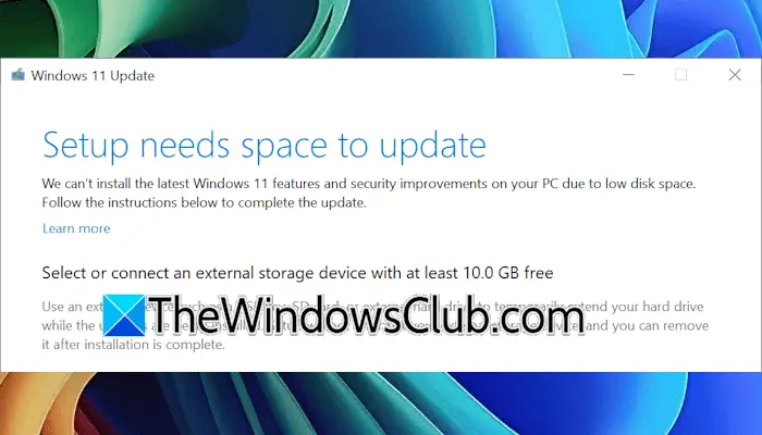 Instalační program potřebuje prostor pro aktualizaci Windows 11 [Opravit]