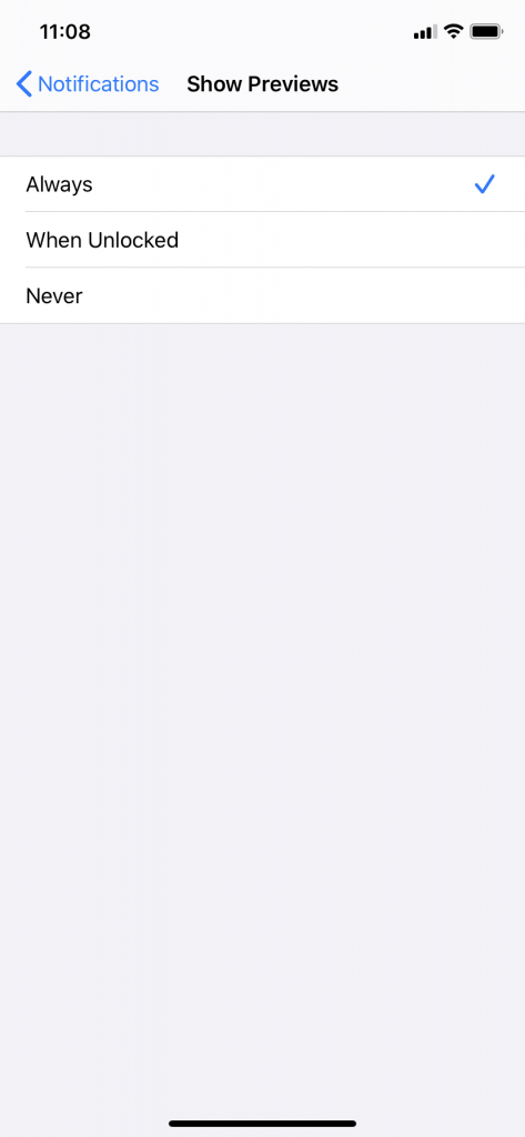 Mostrar vistas previas para no recibir notificaciones en iPhone