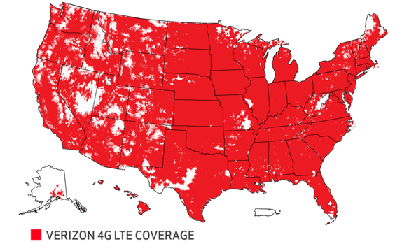 La red de cobertura de Verizon