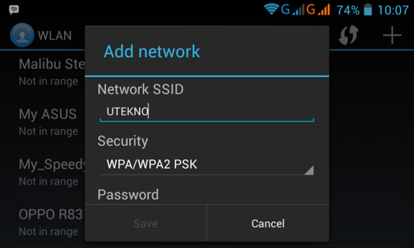 Agregar red WiFi a Android
