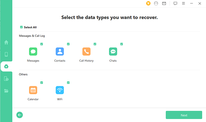 Elija tipos de datos para escanear