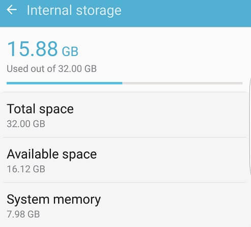 Verifique el almacenamiento del teléfono en Samsung