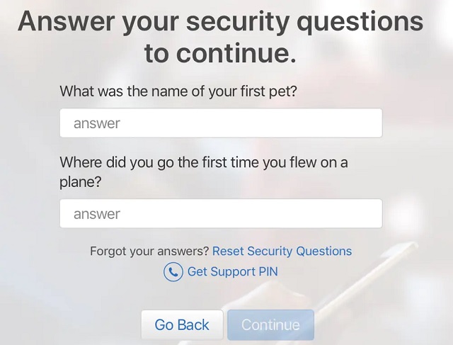 Responda la pregunta en iforgot.apple.com/password/verify/appleid WebStie