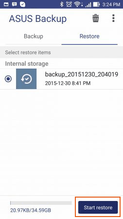 Restaurar datos de ASUS con la aplicación ASUS Backup