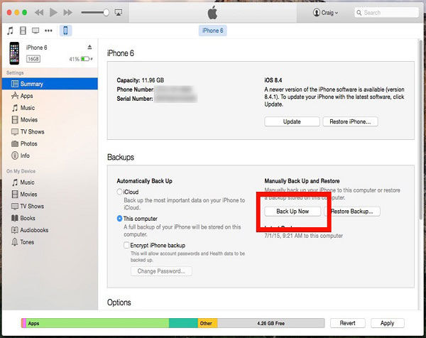 Chats de WhatsApp de respaldo a iTunes