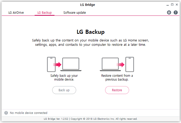 LG PC Suite para Android como LG Bridge