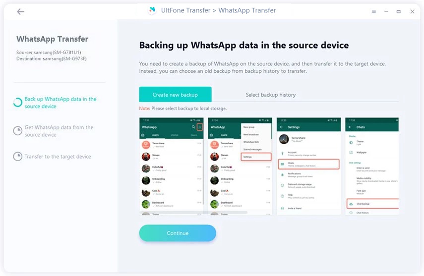 Datos de respaldo de WhatsApp