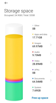 Revise el almacenamiento del teléfono Android