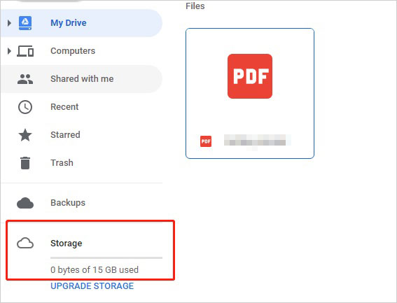 espacio de almacenamiento de Google Drive