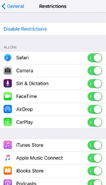 Verifique las restricciones en iPhone