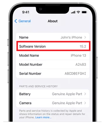 Revise la versión de iOS