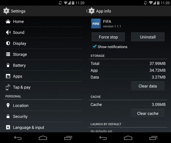 Cómo borrar el caché y los datos de la aplicación en Android