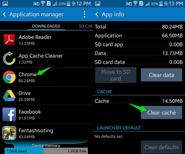 Cómo eliminar la basura en Samsung limpiando el caché
