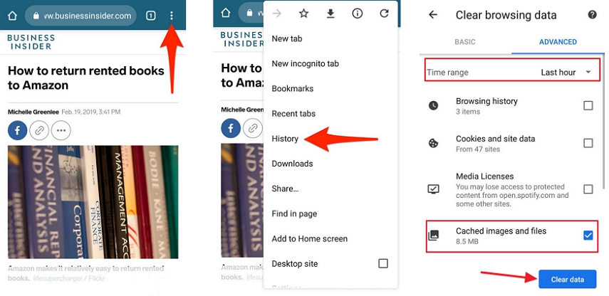 borrar el caché de Google Chrome