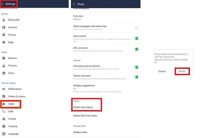 Eliminar todos los chats por teléfono