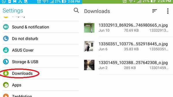 Descargar las descargas del teléfono Android