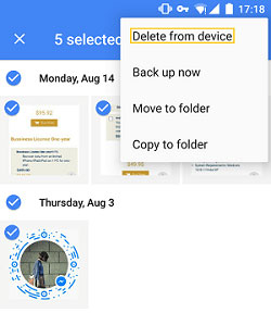Eliminar imágenes del dispositivo