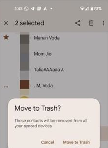 Eliminar múltiples contactos en Android a través de la aplicación de contactos