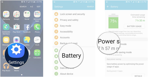 Desactivar el modo de alimentación de guardado de Samsung
