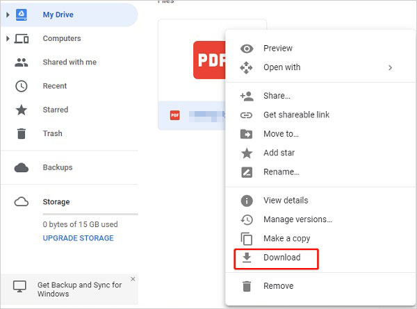 Descargar datos de Google Drive