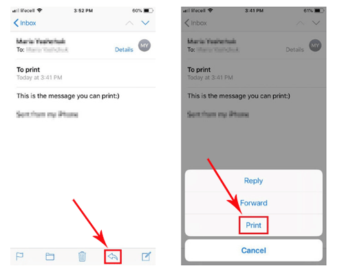 Cómo imprimir textos desde iPhone usando la aplicación Mail