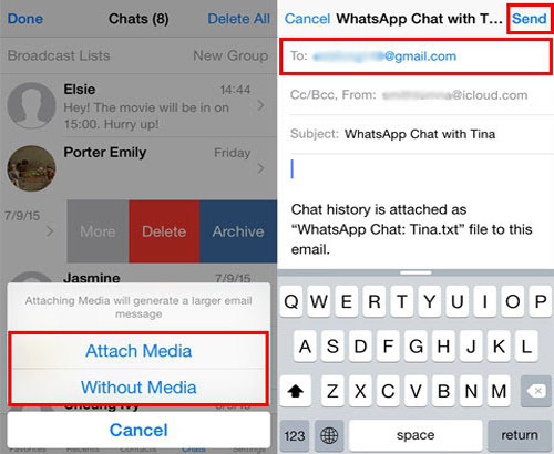 Cómo transferir WhatsApp de iPhone a Samsung de forma inalámbrica por correo electrónico