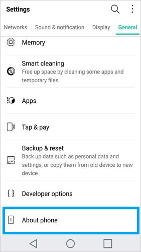 Abrir depuración USB en LG 1