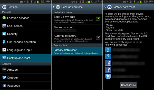 Realizar el reinicio de fábrica en Android