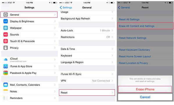 Factory restablecer iPhone para arreglar la pantalla de iPhone que se mueve por su cuenta