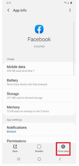 Force Stop una aplicación en Samsung