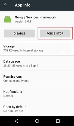 Force Stop Google Services Framework