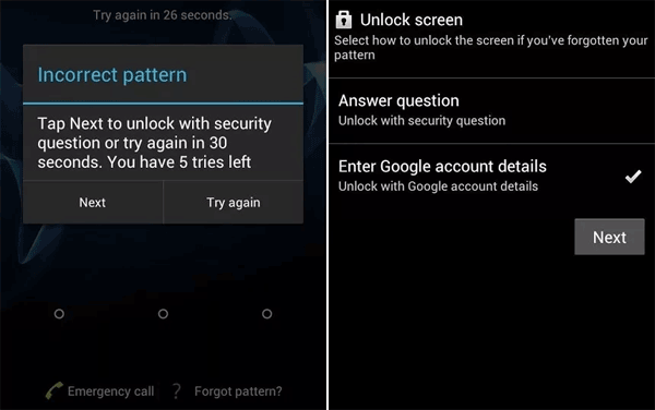Desbloquee un teléfono Samsung si se olvida la contraseña a través de la cuenta de Google