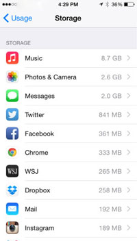 Almacenamiento de liberación en iPhone