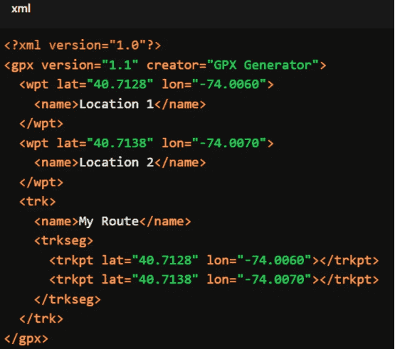 Estructura de archivo GPX