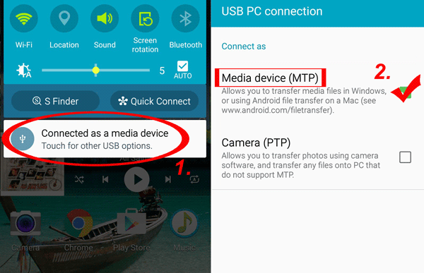 Habilitar el modo MTP en Samsung