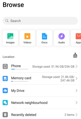 Transferir aplicaciones desde el almacenamiento interno a la tarjeta SD Huawei a través de la aplicación Archivos