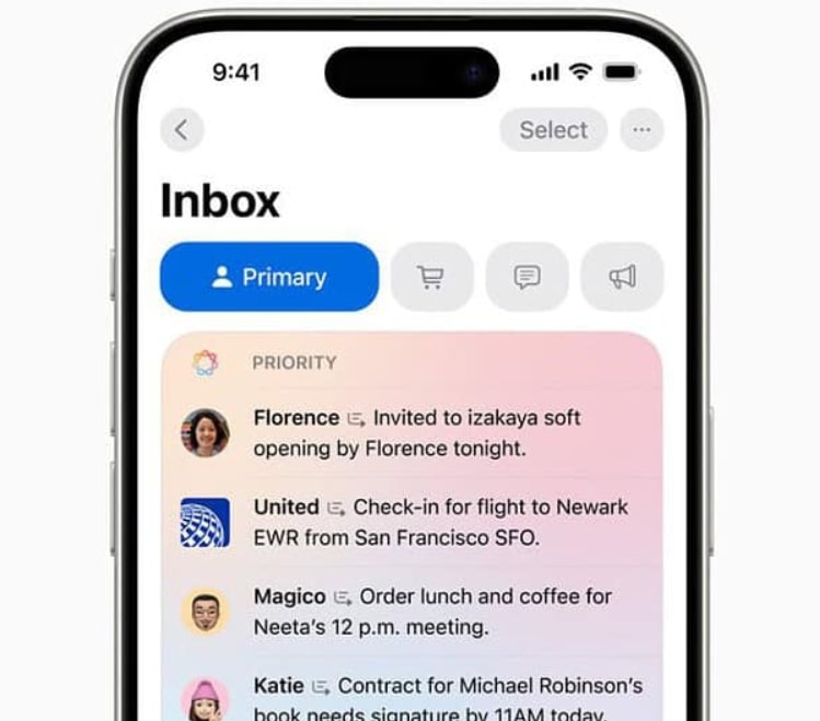 IOS 18 AI Función de correo