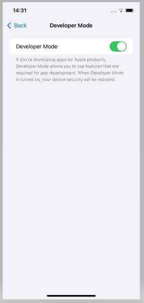 Modo de desarrollador de iOS