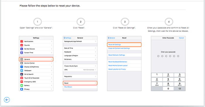 Restablecer todas las configuraciones en su iPhone
