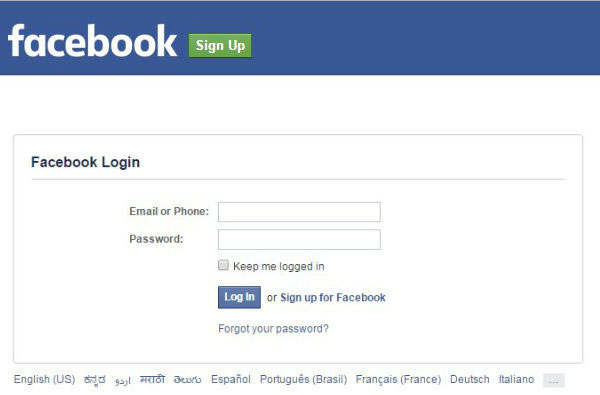 Iniciar sesión en la cuenta de Facebook