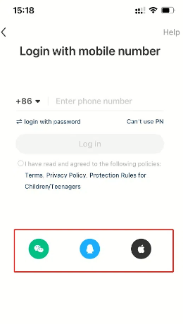 Otras formas de iniciar sesión en rednote