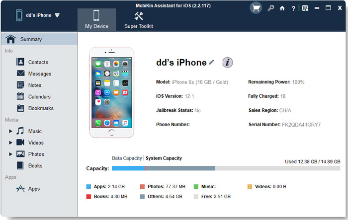 Interfaz principal del asistente para iOS