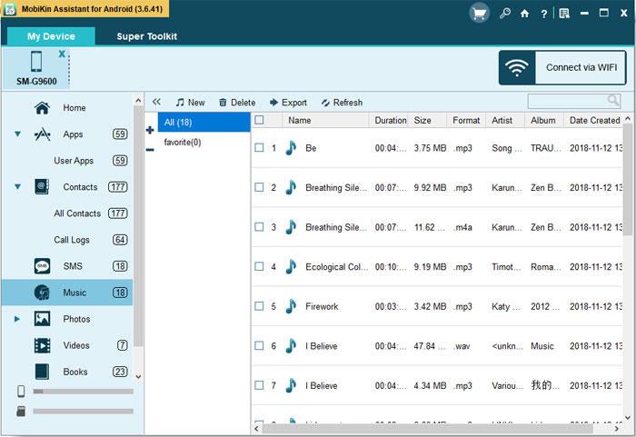 Transfiera canciones de computadora a Android a través de Mobikin Assistant para Android