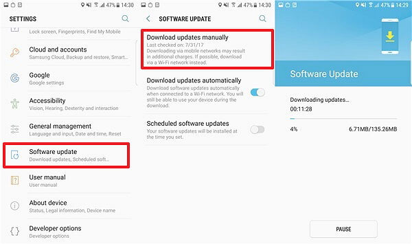 Actualizar el sistema operativo Samsung