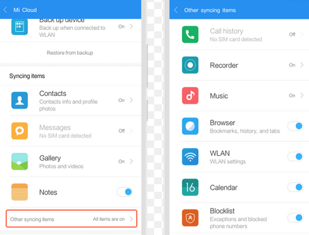 Realice una copia de seguridad de Redmi con mi nube