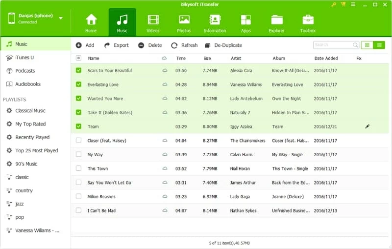 Cómo exportar canciones en iPhone 8 Plus a iMac