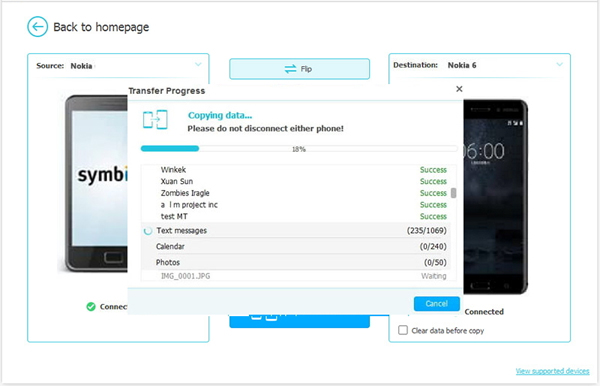 Comience a transferir datos de Nokia a Nokia