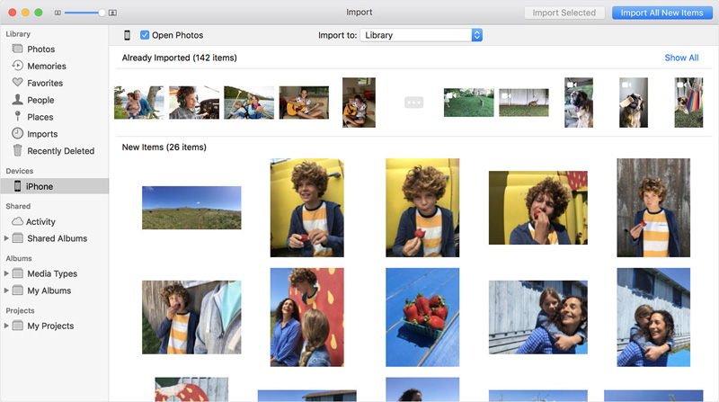 Copiar fotos del iPhone a la biblioteca de fotos de Mac