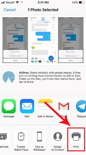 Imprimir mensajes de texto desde iPhone a través de la captura de pantalla