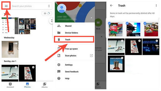 Recuperar capturas de pantalla eliminadas en Android de Google Photos